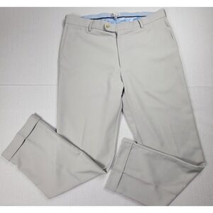 Peter Millar Durham Performance Pants 36x30 Beige Flat Front‎ Cuff Men's READ
